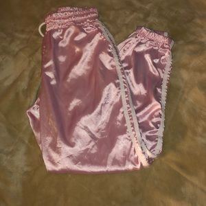 Light Pink Satin Joggers (High Waisted)